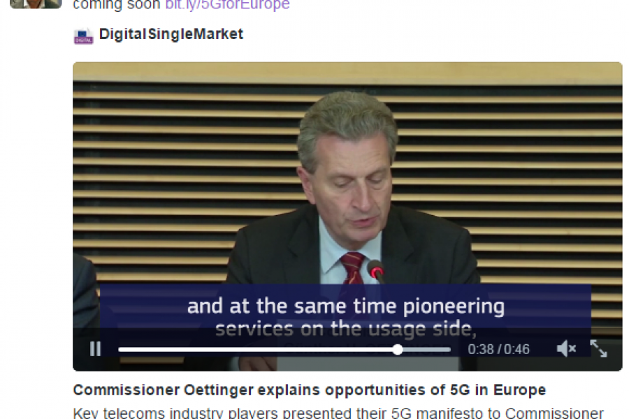 Günther H. Oettinger, European Commissioner for Digital Economy: “5G is not about the telecom industry, it´s about the whole economy, the whole society”
